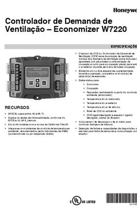 Honeywell 63-1363P—01 - Controlador de Demanda de Ventilação – Economizer W7220