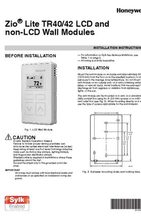 Honeywell 62-0467—05 - Zio® Lite TR40/42 LCD and non-LCD Wall Modules