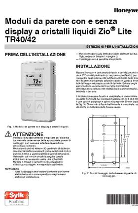 Honeywell 62-0467I—01 - Moduli da parete con e senza display a cristalli liquidi Zio® Lite TR40/42
