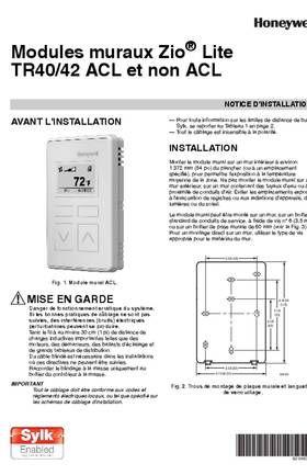Honeywell 62-0467F—01 - Modules muraux Zio® Lite TR40/42 LCD et non LCD