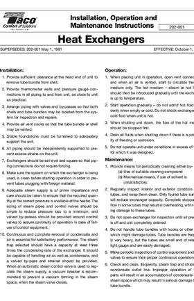 Taco Heat Exchangers Installation Manual
