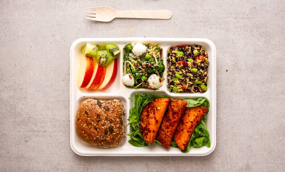 Meal Tray - 5 Sections White - Sugarcane