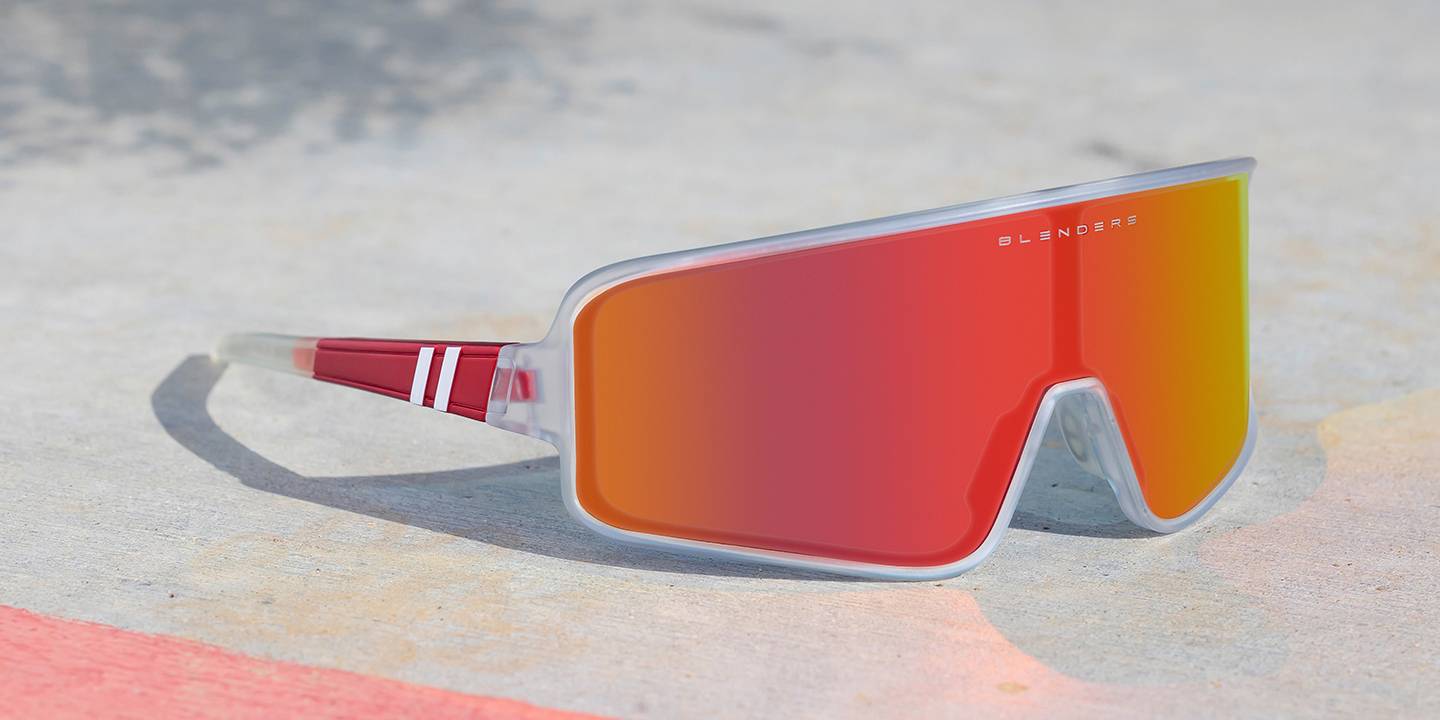 Hot Rageous Wrap Around Sunglasses - Polarised Red Lens & Crystal Clear ...