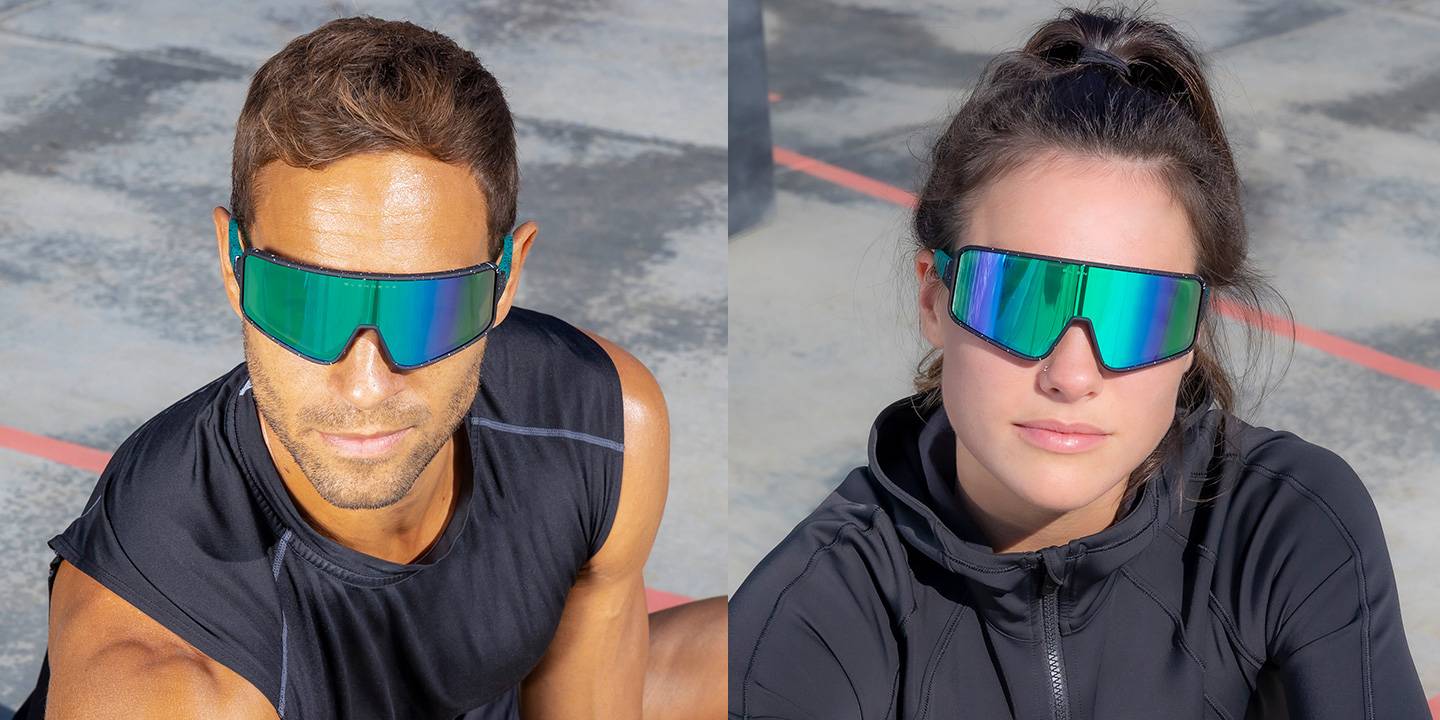 Jaded Tiger Wrap Around Sunglasses Polarised Teal Lens & Black with