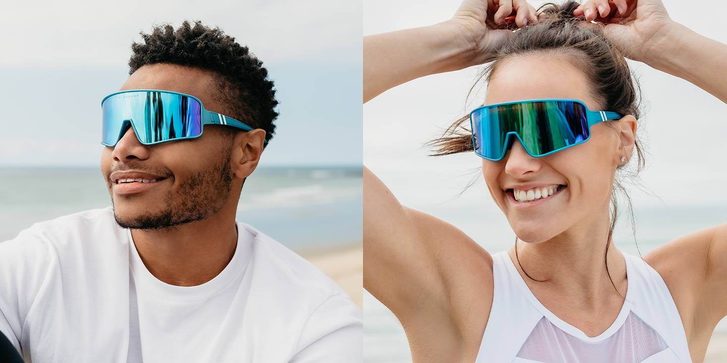 Rainwalker Wrap Around Sunglasses Polarised Full Shield Blue Lens