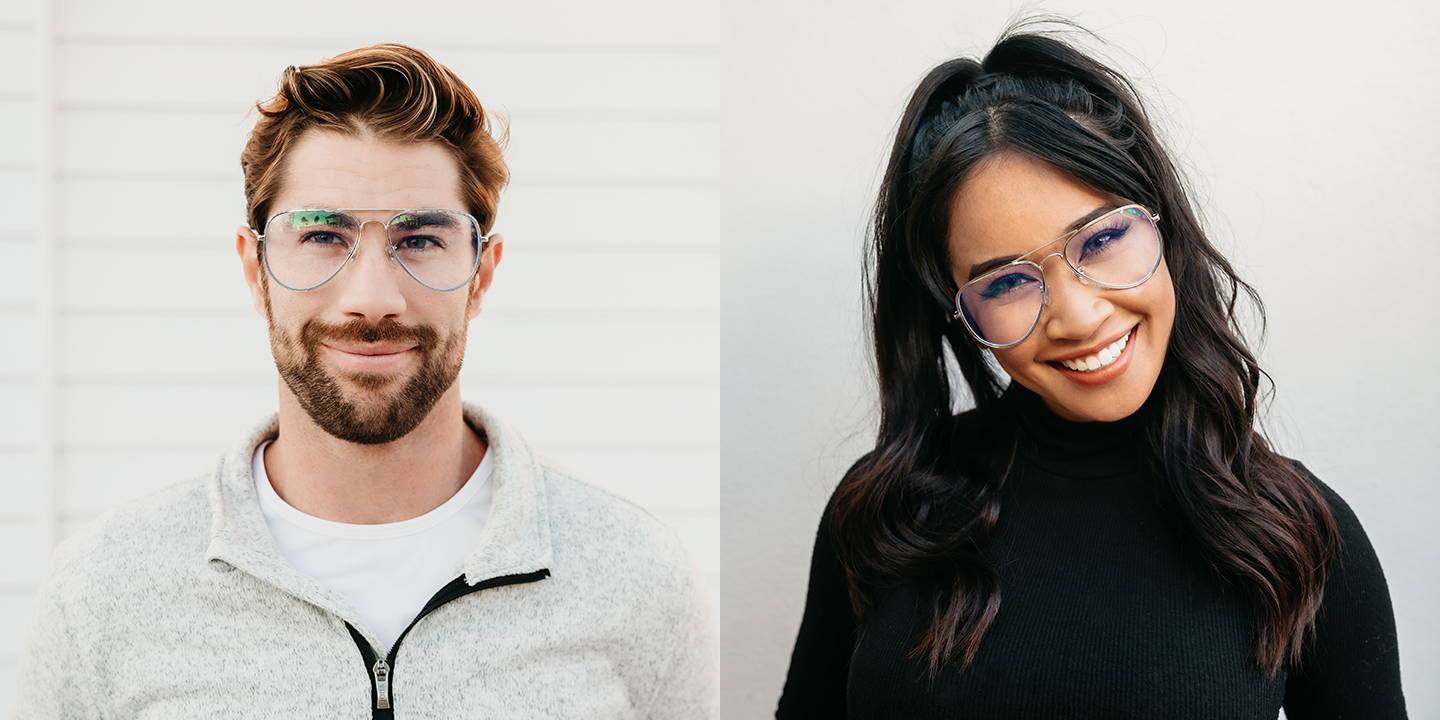 High Class Jes Blue Light Glasses Wire Aviator Frame With Brow Bar