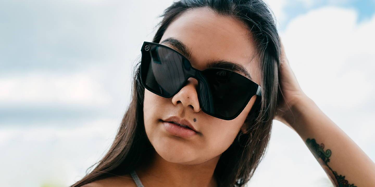 Voodoo Vixen Polarised Sunglasses Black Oversized Cat Eye Frame