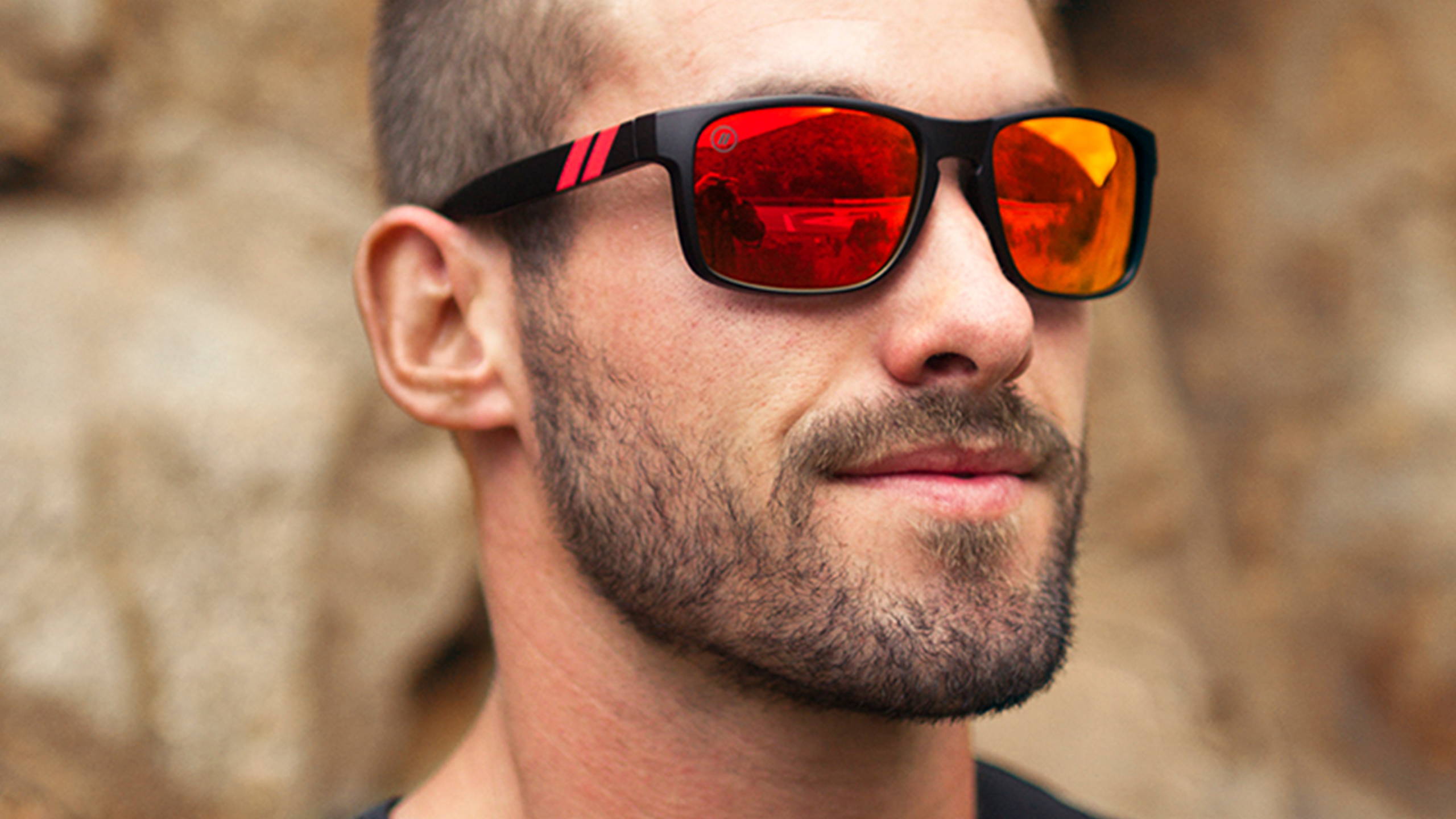 Red Strike Polarised Sunglasses Black Frame Red Mirror Lens