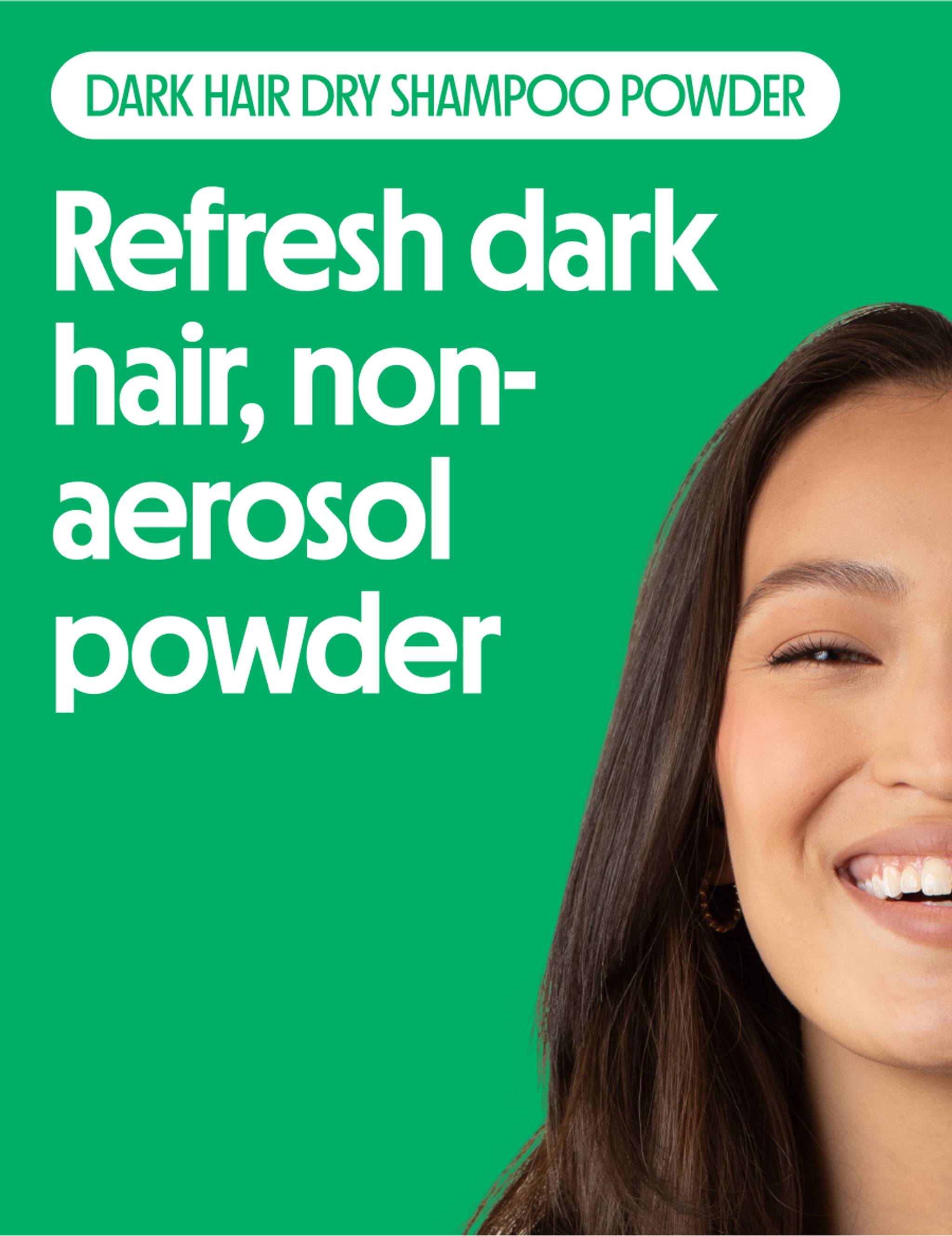 Refresh dark hair, non-aerosol powder