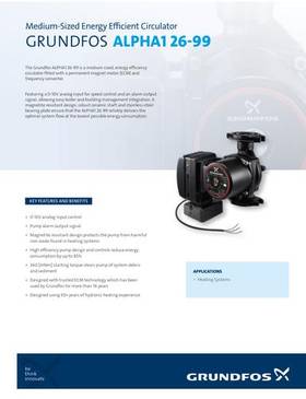 ALPHA1 26-99, Medium-Sized Energy Efficient Circulator (Product brochure)