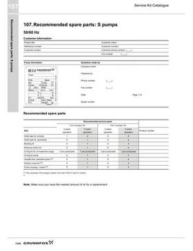 S pumps (Recommended spare parts) (Service Kit Catalogue)