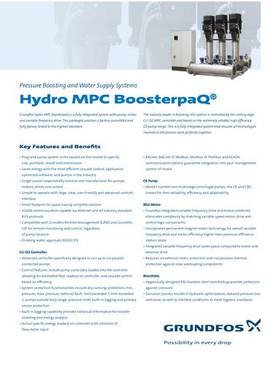 HYDRO MPC BOOSTERPAQ®, Pressure Boosting and Water Supply Systems (Product brochure)