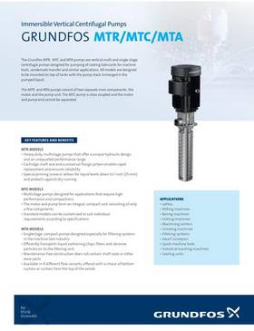 MTR, MTC, MTA Immersible Vertical Centrifugal Pumps (Data sheet)