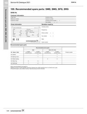 SMD, SMG, SFG, SRG (Recommended spare parts) (Service Kit Catalogue)