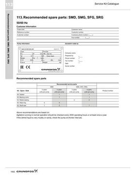 SMD, SMG, SFG, SRG (Recommended spare parts) (Service Kit Catalogue)