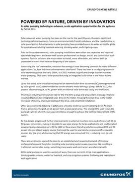 POWERED BY NATURE, DRIVEN BY INNOVATION (Brochure/Article)