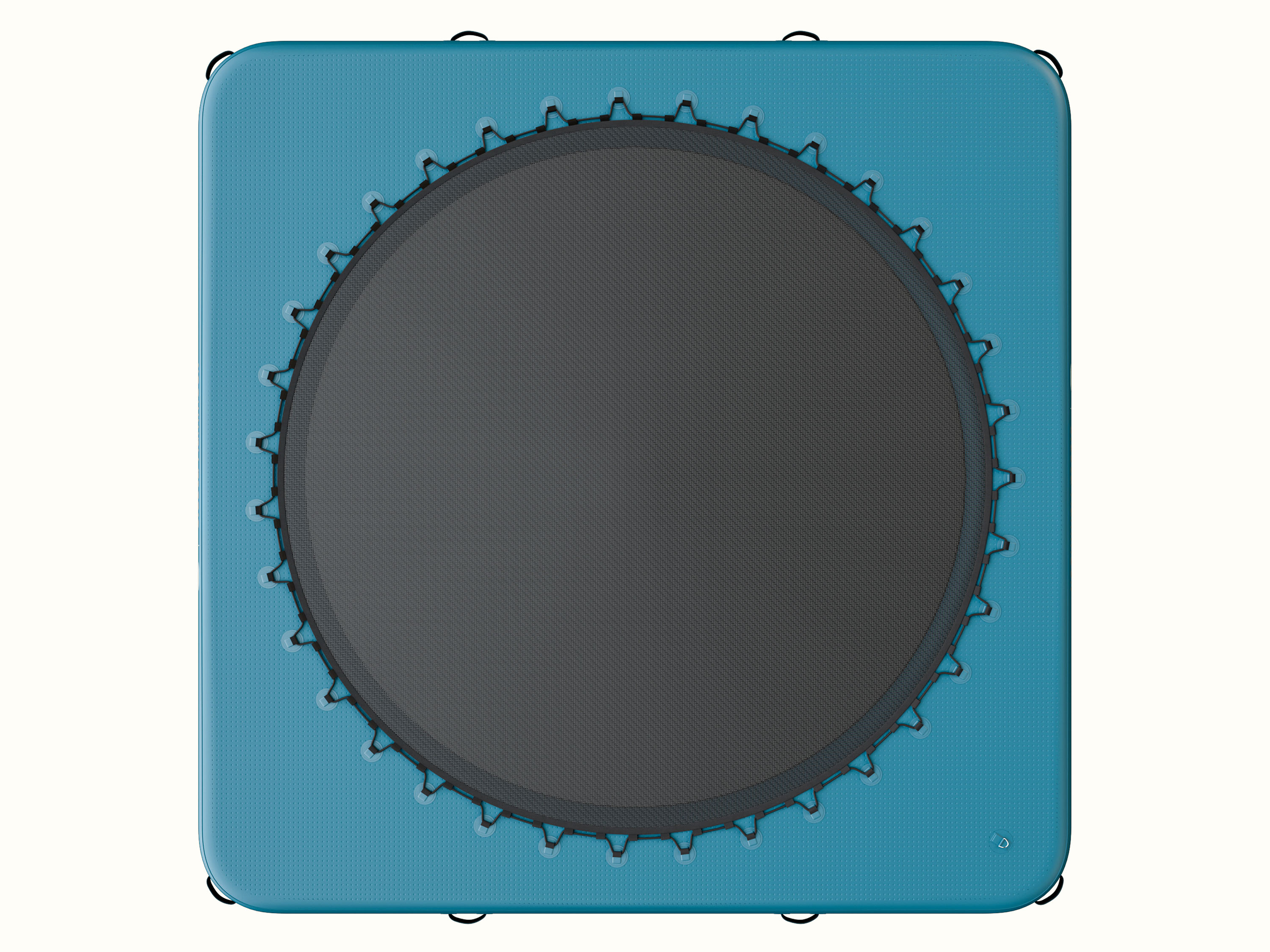 A bottom view of the Siesta Inflatable Hammock Square with a round mesh center.