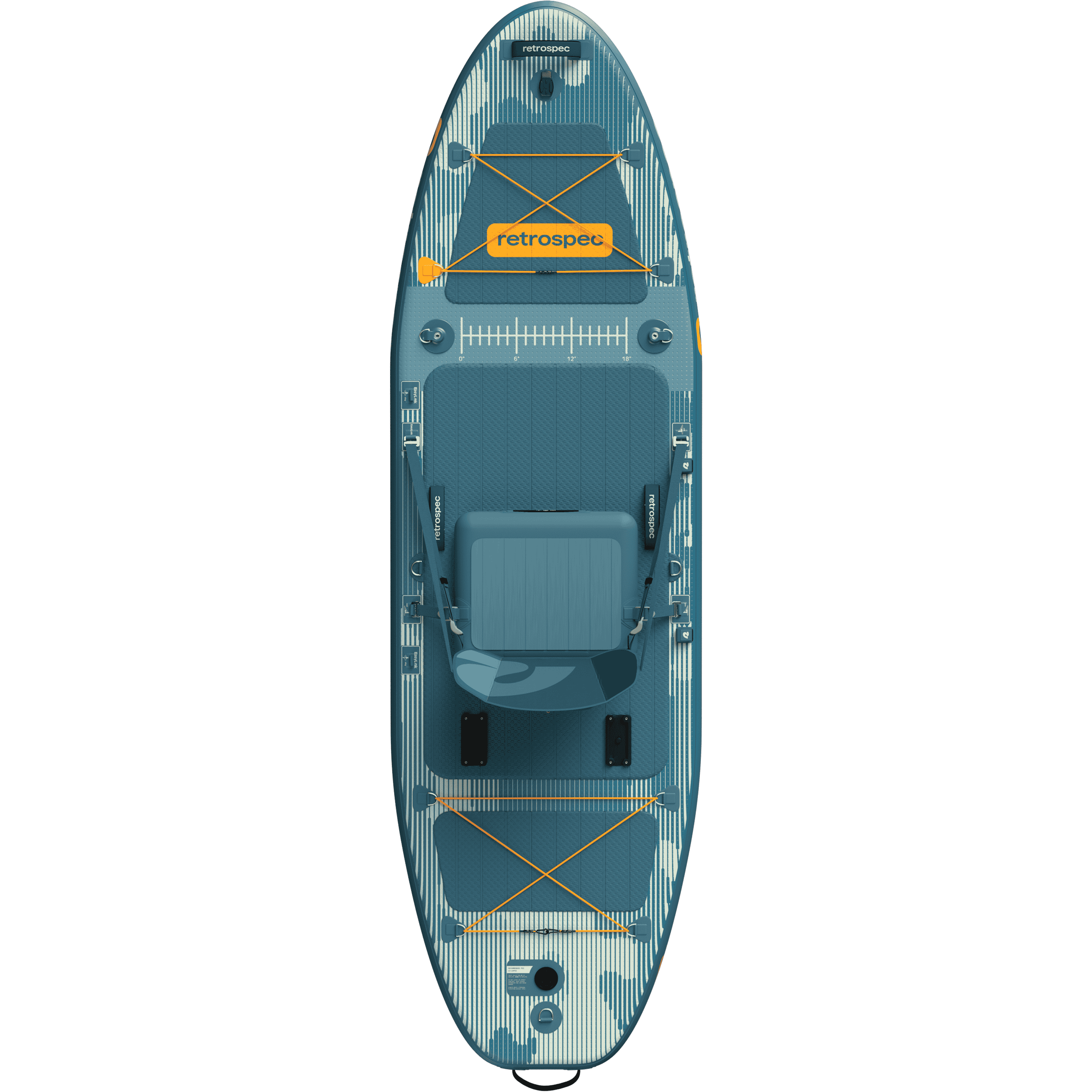 A top of view of the June Nano Kids’ Inflatable Fishing Paddle Board/Kayak Hybrid 9'6