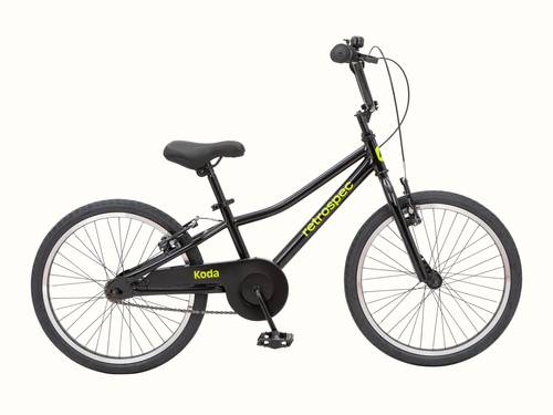 A black kid's bicycle with a black seat, isolated on a transparent background.