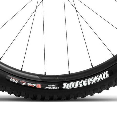 Orbea Rise M-Team 2024 Maxxis Dissector Tyres on OQUO Wheels 
