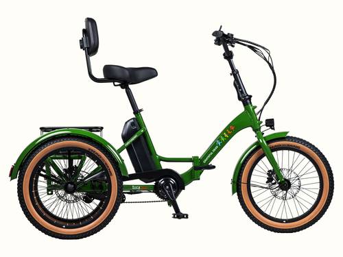 The vibrant green Grateful Dead Boca Rev Trike featuring a comfortable seat, backrest, and thick tires for stability and comfort including iconic Grateful Dead Dancing Bears, Steal Your Face or SYF, and Grateful Dead lightening bolt.