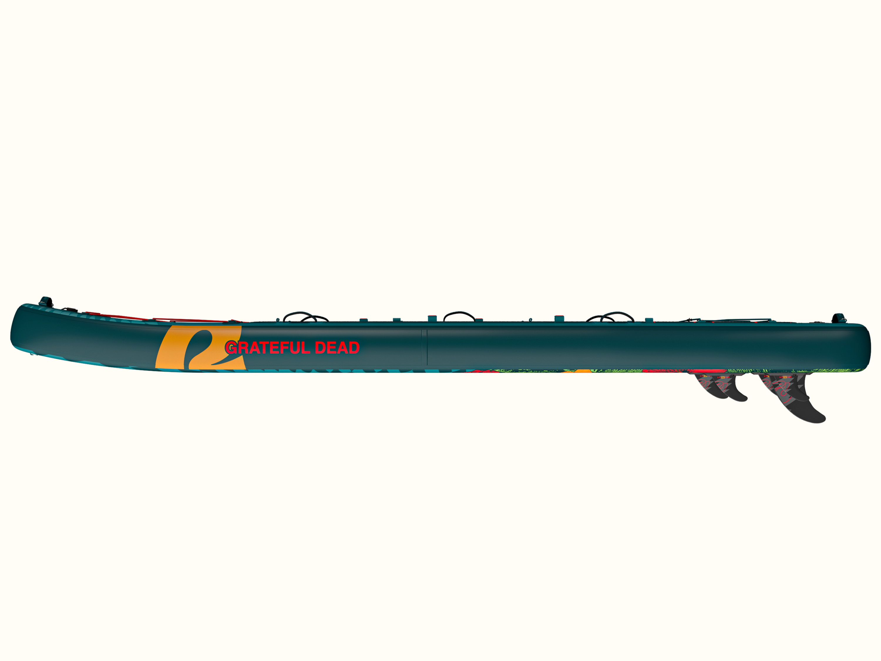 Side view of the Grateful Dead Weekender Crew Multi-Person Inflatable Stand-Up Paddle Board with 