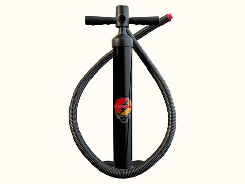 Black pump with a molded handle, flexible hose, and a red nozzle, featuring a colorful "Retrospec" logo and a Grateful Dead "Steal Your Face" design on the front.