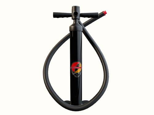 Black pump with a molded handle, flexible hose, and a red nozzle, featuring a colorful "Retrospec" logo and a Grateful Dead "Steal Your Face" design on the front.