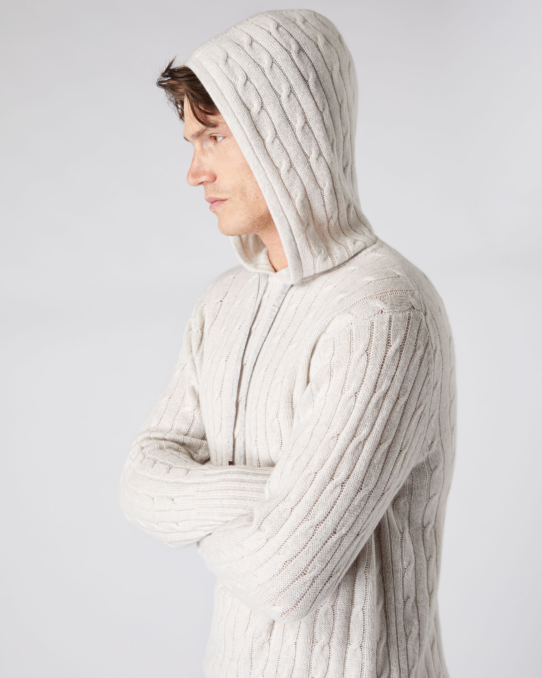 Cable knit hotsell hoodie mens