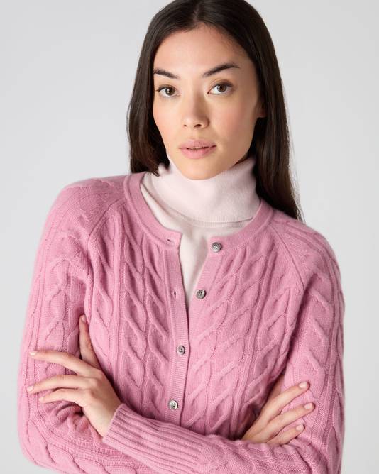 Knit Wrap-front Cardigan - Light pink - Ladies