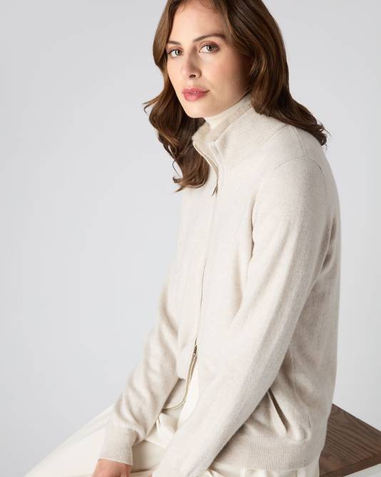 Cashmere Cardigan Jumper in Cream White