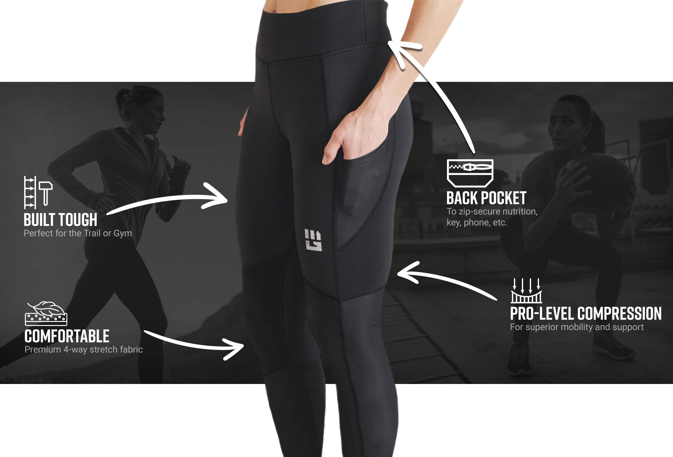 Infographic of Women's Flex-Fit Compression Full Length Leggings