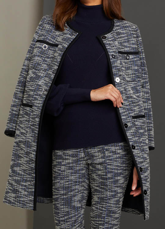 Buy Gridded Snap-Front Stretch Tweed Jacket/Dress online - Etcetera
