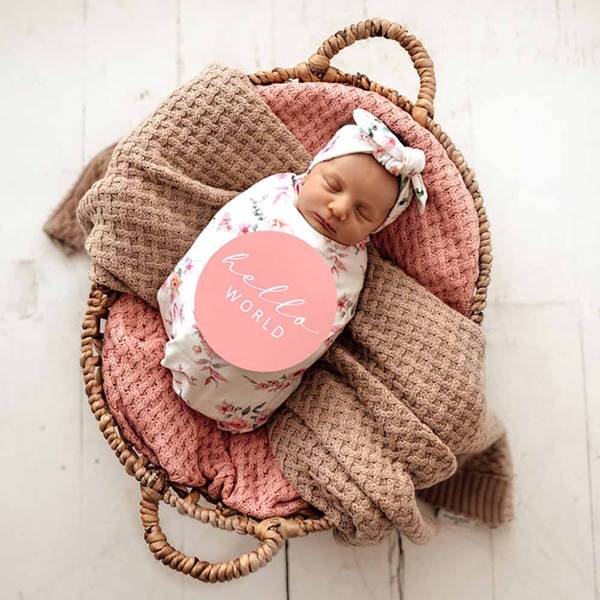 Camille Organic Baby Swaddle & Topknot For Girls Snuggle Hunny