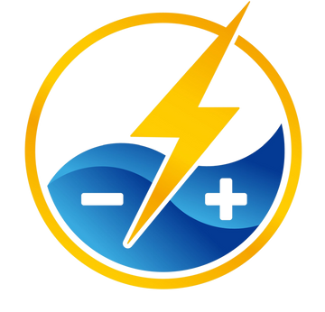 electrolyte icon with + and - and a lightnight bolt