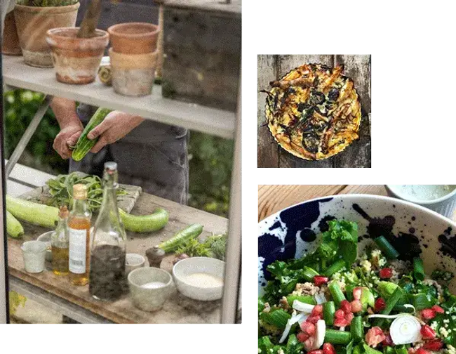 3 images showing freshly cooked food