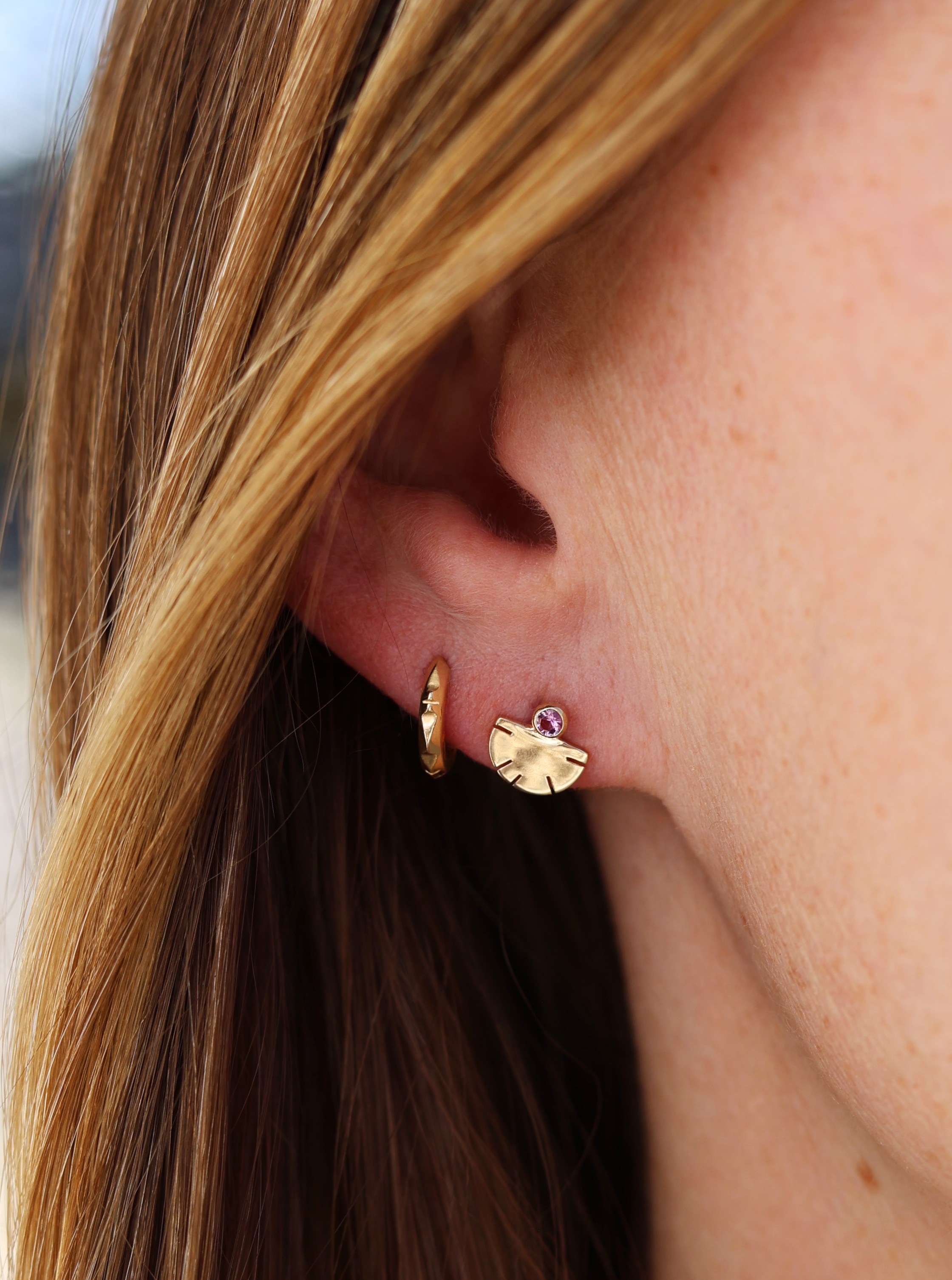 California Pink Tourmaline Stud Earrings
