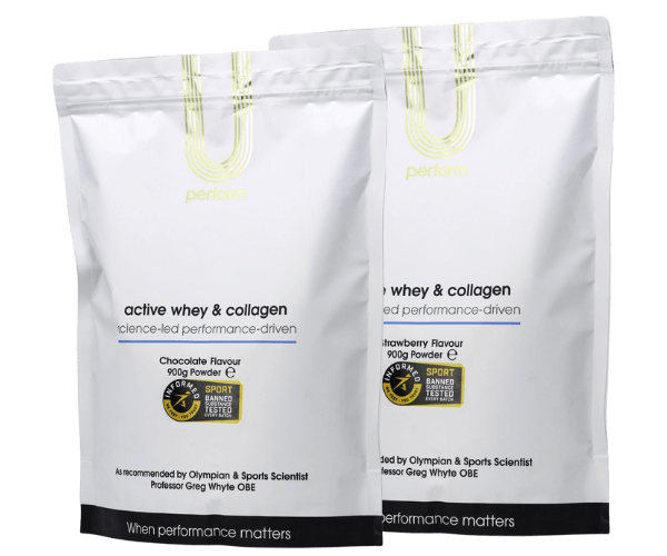 Amy Williams MBE OLY recommends U Perform Active Whey & Collagen sports collagen recovery protein powder supplement