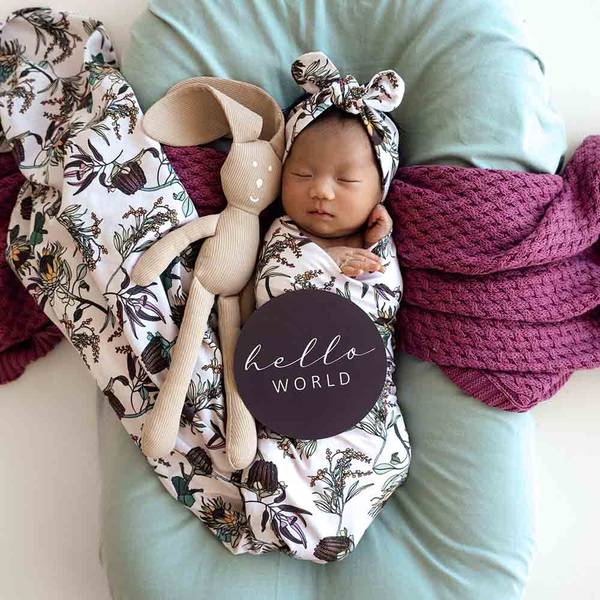 Banksia Jersey Wrap Birth Announcement Set