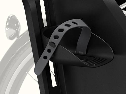 A close-up of the Thule Yepp Nexxt 2 Maxi Child Bike Seat's adjustable footrest.