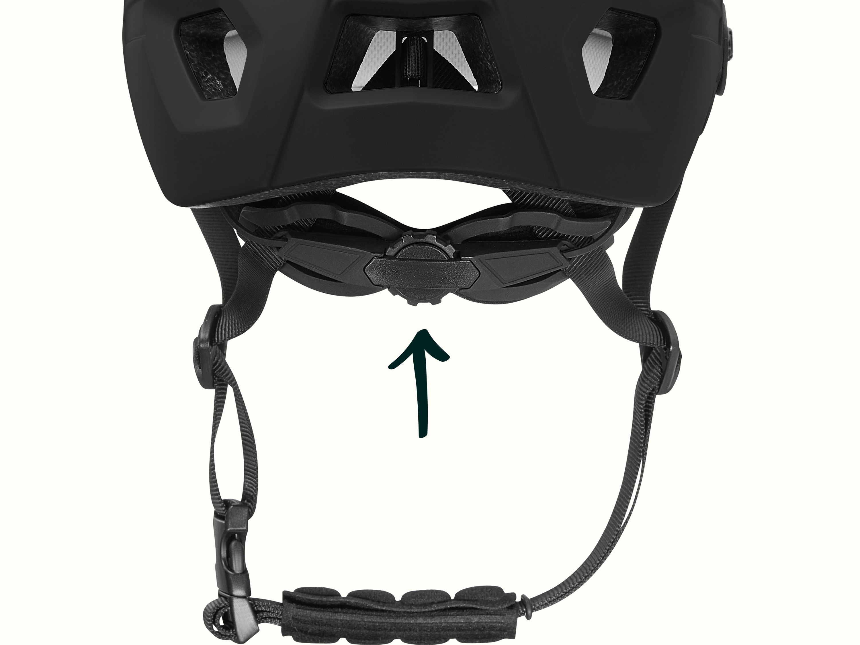 A black kids mountain biking helmet with an ergoknob dial for a customizable fit.