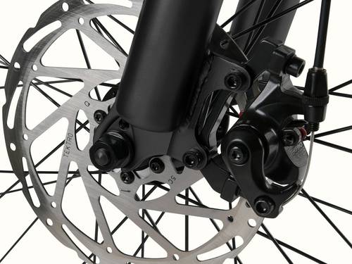A close-up of the Joe Rev 2 BMX Electric Bike's disc brake.