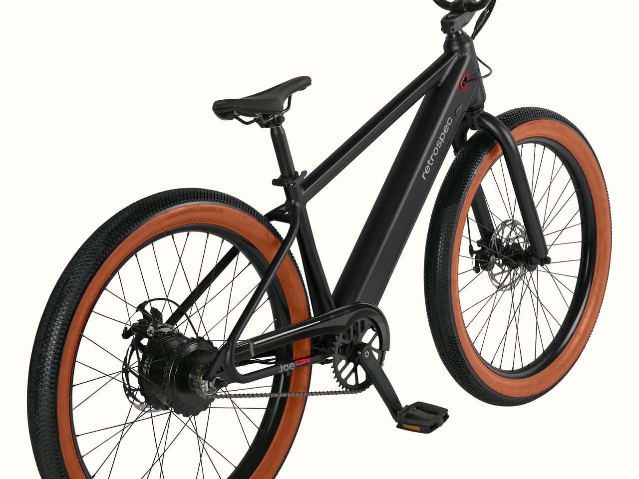 A rear view of the black Joe Rev 2 BMX EBike.