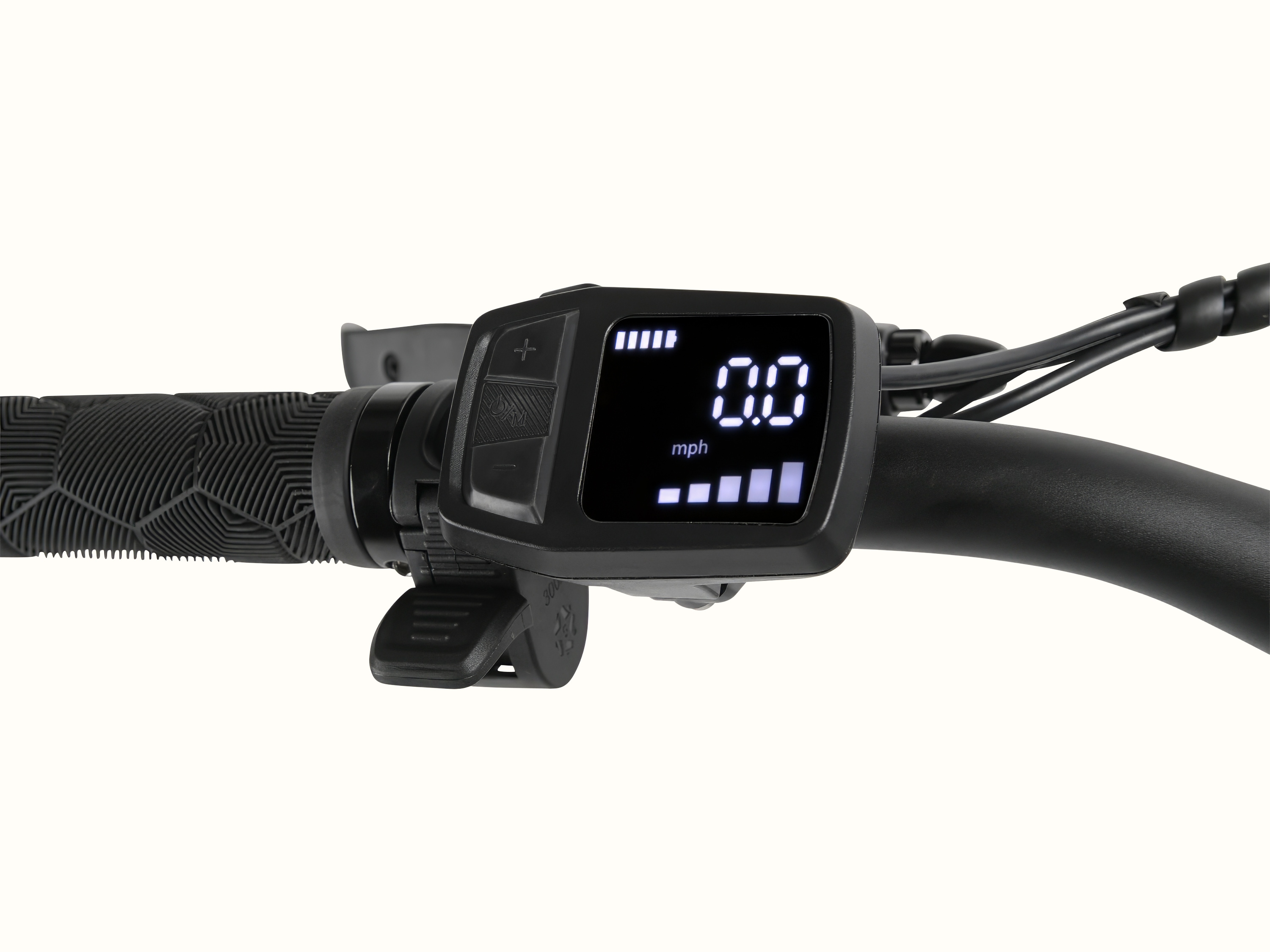 Close-up of the handlbar display on the Abbot Rev 2 Commuter Electric Bike - Step Through.