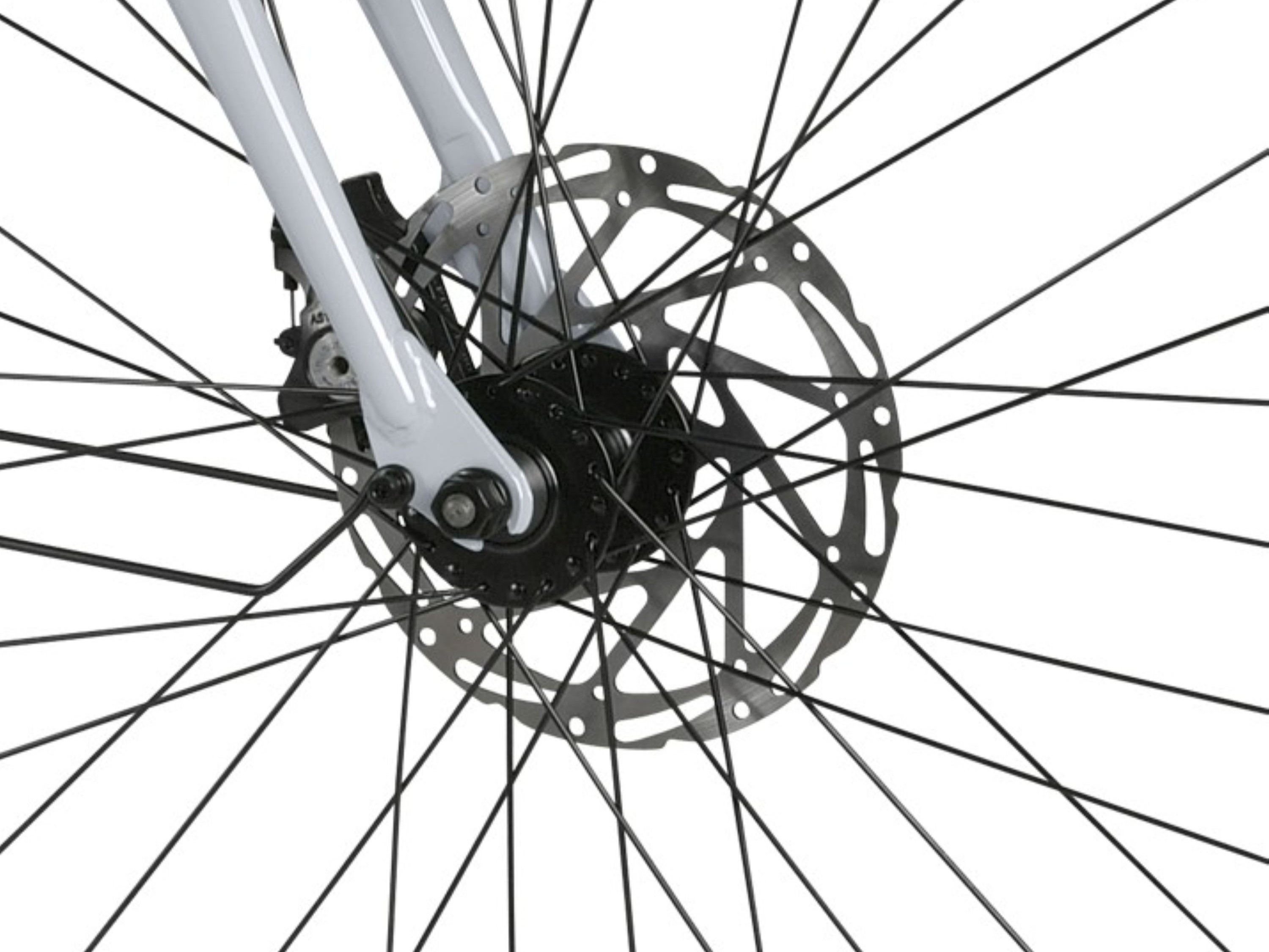 Close-up of the mechanical disc brakes.