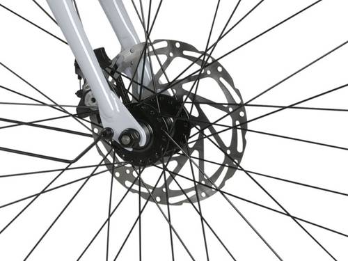 Close-up of the mechanical disc brakes.