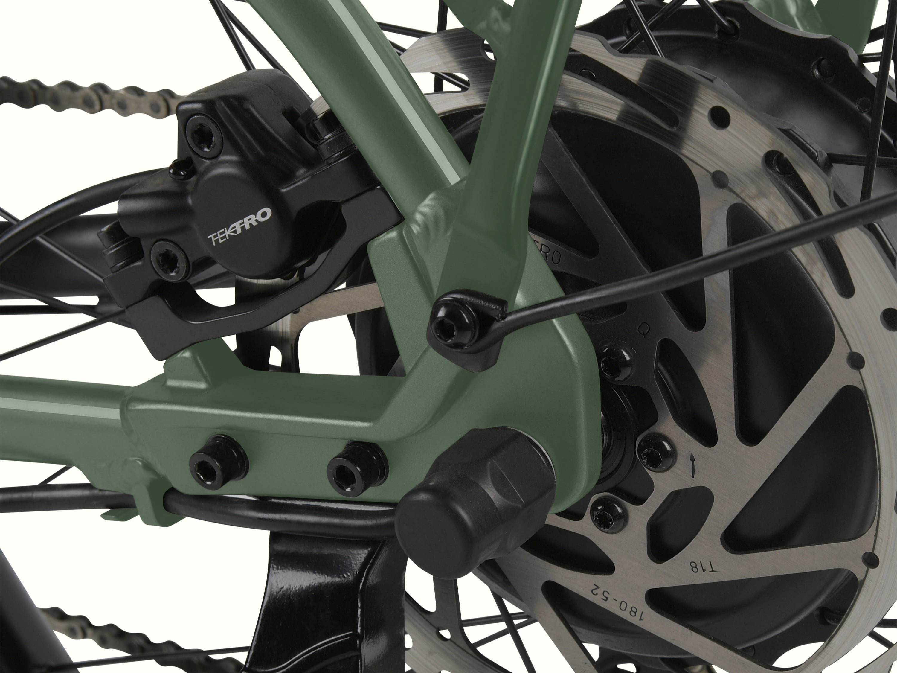 A close-up of the Beaumont Rev+ EBike's hydraulic disc brakes.