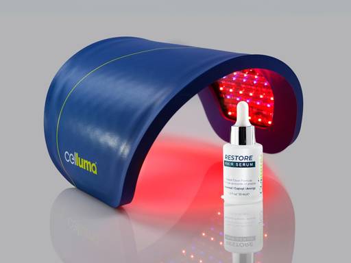 The RESTORE Hair Therapy System incudes the RESTORE LED and the RESTORE Hair Serum.