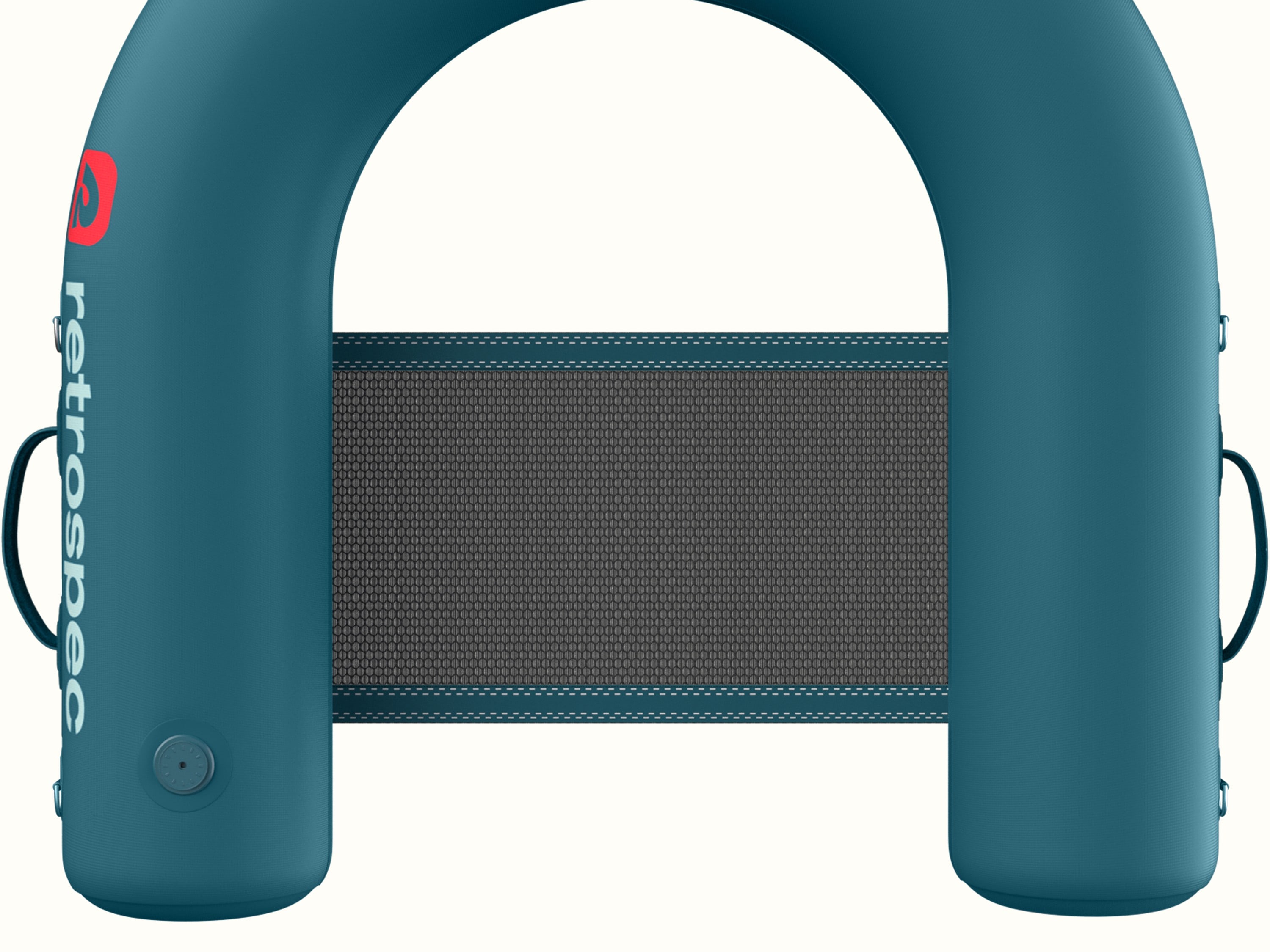 A close-up of the mesh seat on the Siesta Lounge Inflatable Water Tube Hammock Seat.