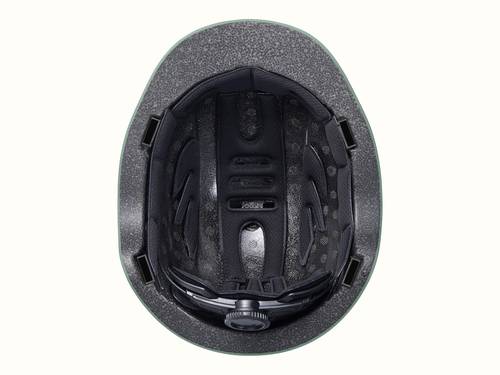 The interior of a toddler bike helmet featuring washable padding and protection.